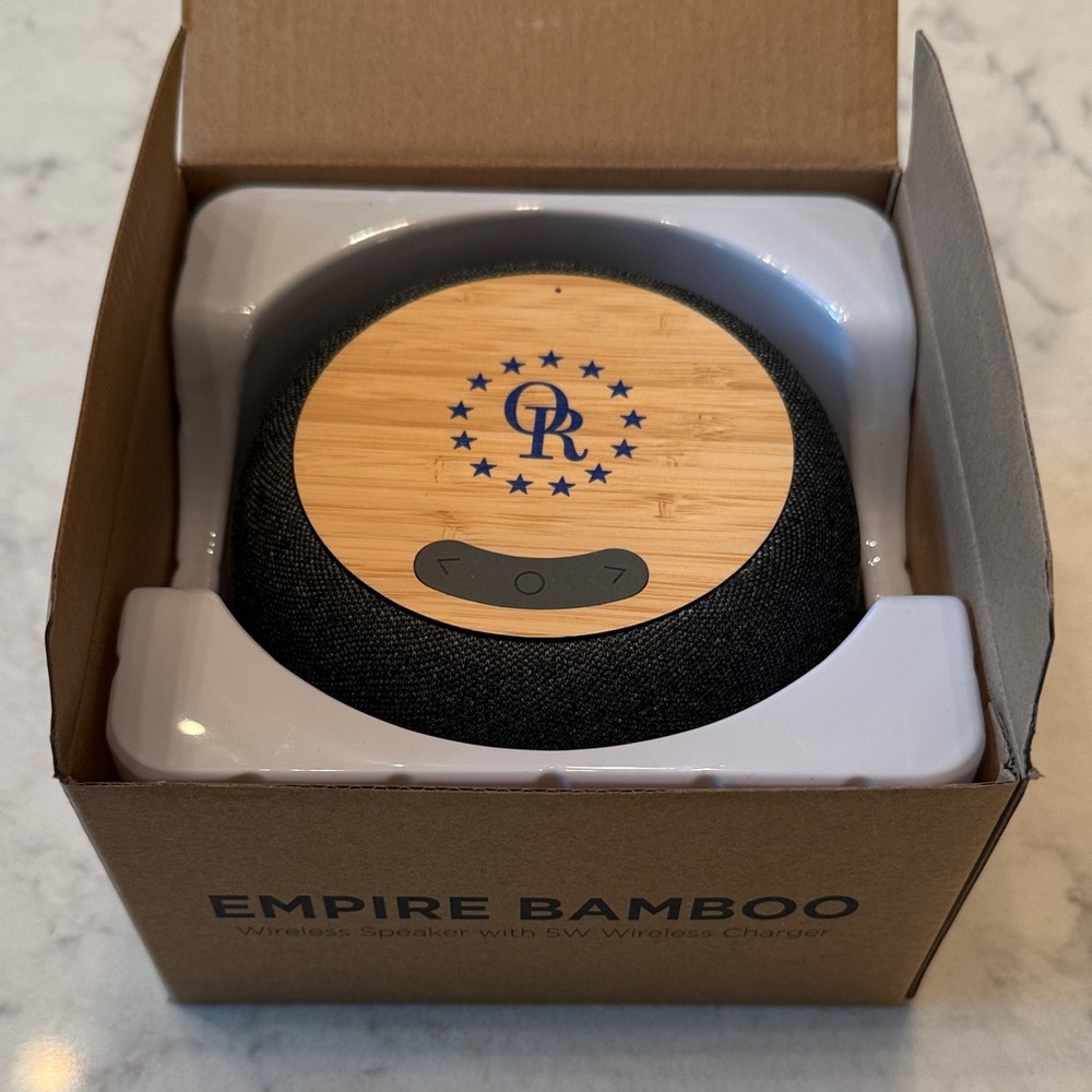 Wireless Speaker with Black and Brown Finish